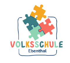 Volksschule Ebental Logo mit Puzzleteilen in bunten Farben.